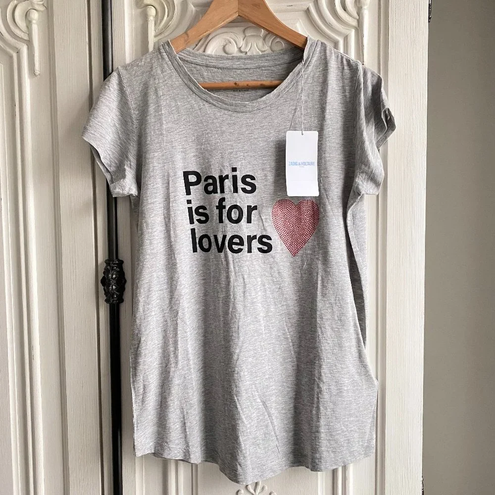NWT ZADIG & VOLTAIRE Skinny Paris Is For Lovers T-Shirt - Picture 8 of 13